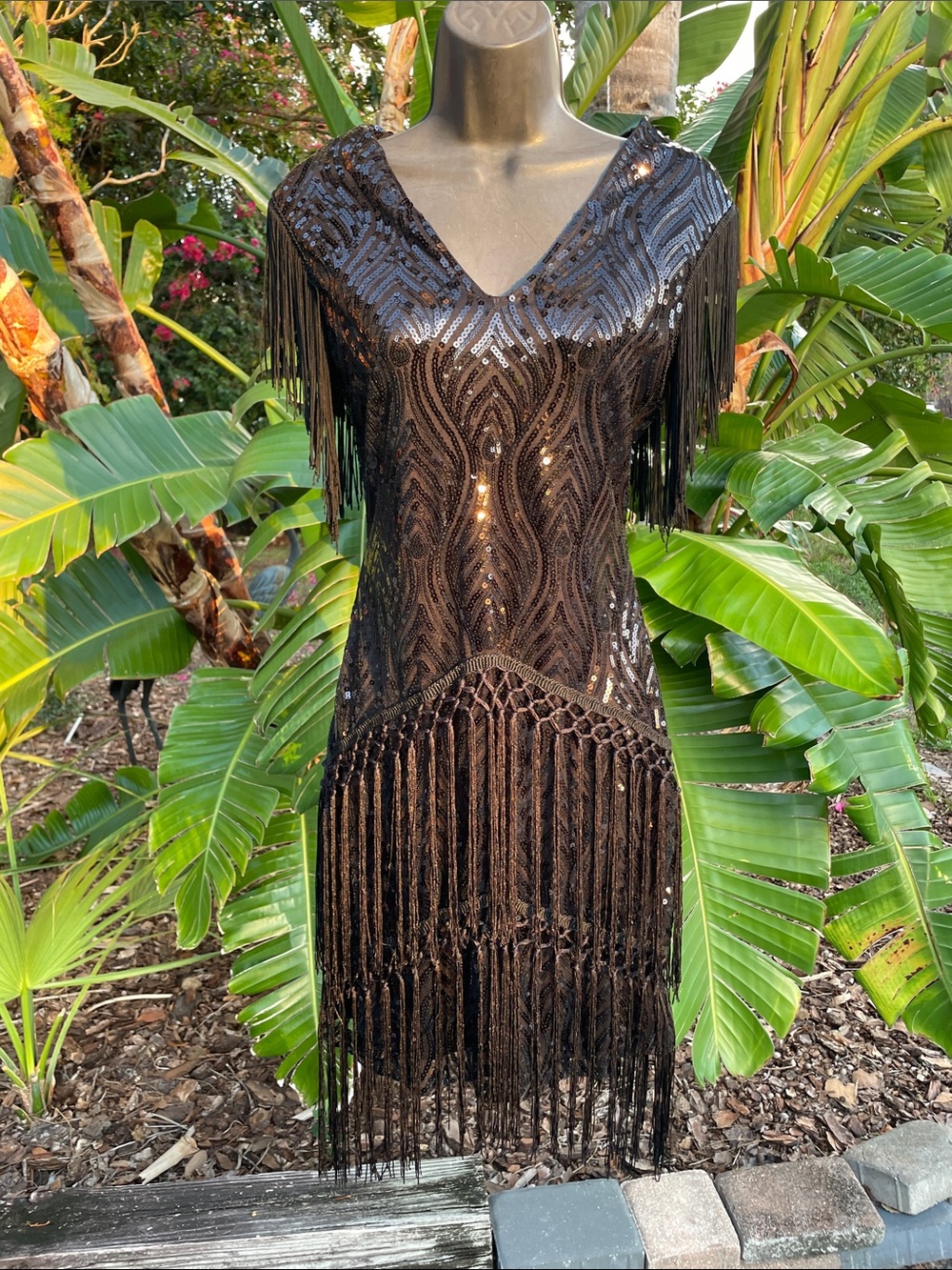 sequin drop waste fringe flapper, or Gatsby dress